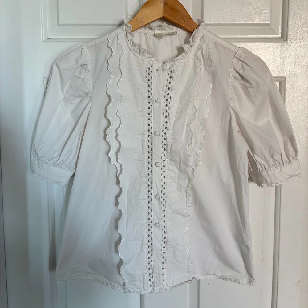 Sezane Waves Blouse in Ecru 36/4 - Picture 9 of 12